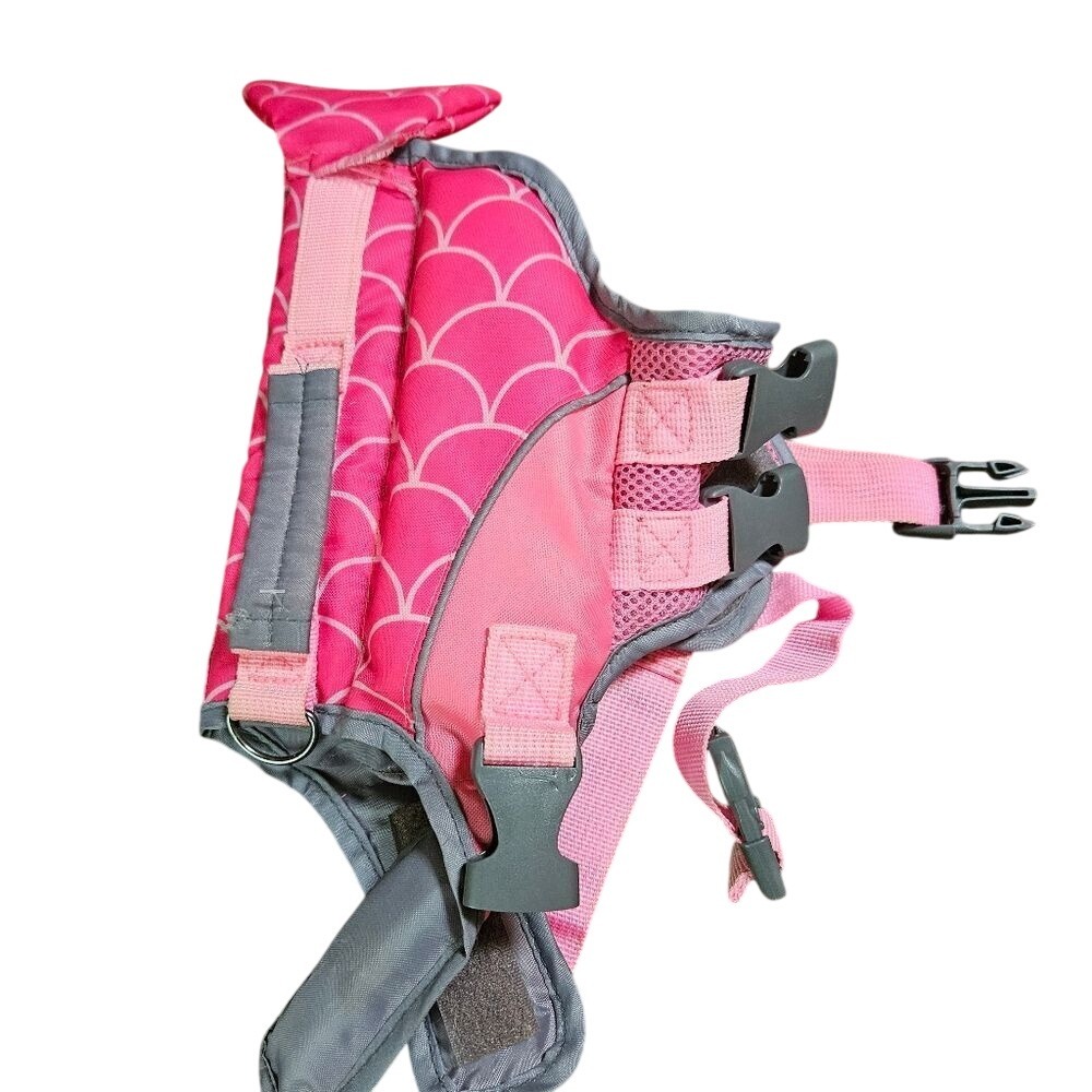 Mermaid Tail Dog Life Jacket • Size XS (Fits ~5–15 lbs) • Pink Pet Flotation Aid